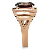 Alamode IP Rose Gold(Ion Plating) Brass Ring with AAA Grade CZ in Brown - Alamode