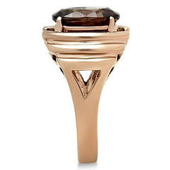 Alamode IP Rose Gold(Ion Plating) Brass Ring with AAA Grade CZ in Brown - Flyclothing LLC