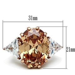 Alamode IP Rose Gold(Ion Plating) Brass Ring with AAA Grade CZ in Champagne - Alamode