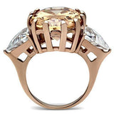 Alamode IP Rose Gold(Ion Plating) Brass Ring with AAA Grade CZ in Champagne - Alamode