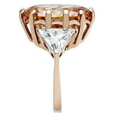 Alamode IP Rose Gold(Ion Plating) Brass Ring with AAA Grade CZ in Champagne - Alamode