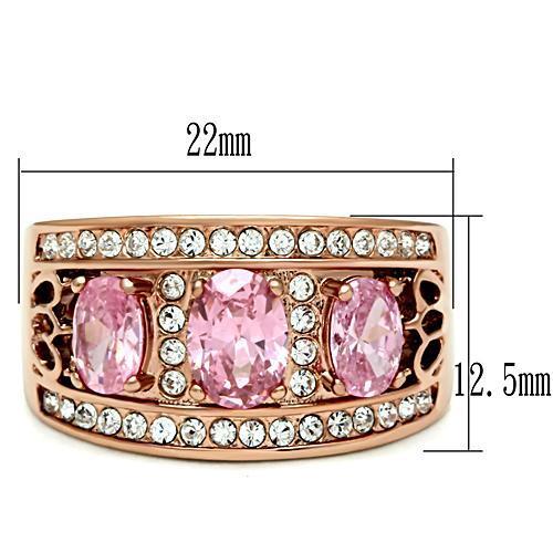 Alamode IP Rose Gold(Ion Plating) Brass Ring with AAA Grade CZ in Rose - Flyclothing LLC