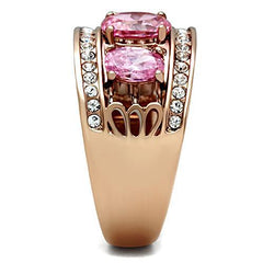 Alamode IP Rose Gold(Ion Plating) Brass Ring with AAA Grade CZ in Rose - Alamode