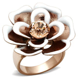 Alamode IP Rose Gold(Ion Plating) Brass Ring with Top Grade Crystal in Light Peach - Alamode