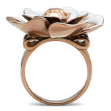 Alamode IP Rose Gold(Ion Plating) Brass Ring with Top Grade Crystal in Light Peach - Alamode