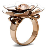 Alamode IP Rose Gold(Ion Plating) Brass Ring with Top Grade Crystal in Light Peach - Alamode