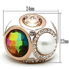 Alamode IP Rose Gold(Ion Plating) Brass Ring with Synthetic Synthetic Glass in Multi Color - Alamode