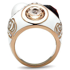 Alamode IP Rose Gold(Ion Plating) Brass Ring with Synthetic Synthetic Glass in Multi Color - Alamode