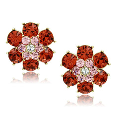 Alamode IP Gold(Ion Plating) Brass Earrings with Top Grade Crystal in Multi Color - Alamode