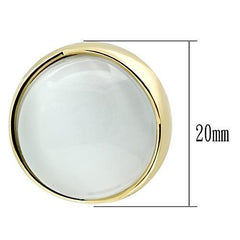 Alamode IP Gold(Ion Plating) Brass Earrings with Synthetic Cat Eye in White - Flyclothing LLC