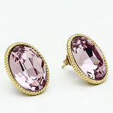 Alamode IP Gold(Ion Plating) Brass Earrings with Top Grade Crystal in Light Amethyst - Alamode