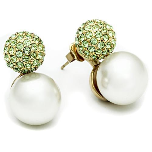 Alamode IP Gold(Ion Plating) Brass Earrings with Synthetic Pearl in White - Flyclothing LLC