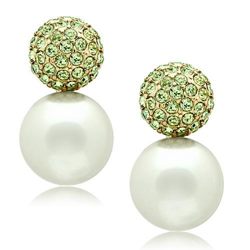 Alamode IP Gold(Ion Plating) Brass Earrings with Synthetic Pearl in White