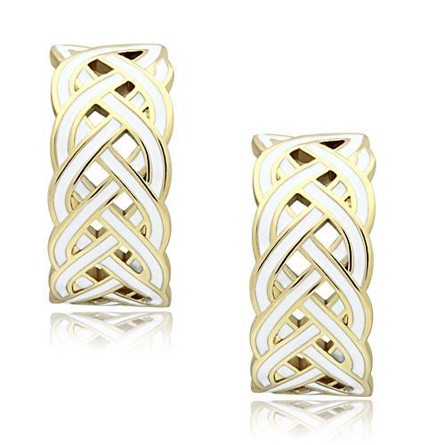 Alamode IP Gold(Ion Plating) Brass Earrings with Epoxy in White