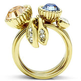 Alamode IP Gold(Ion Plating) Brass Ring with Top Grade Crystal in Multi Color - Alamode