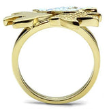 Alamode IP Gold(Ion Plating) Brass Ring with Top Grade Crystal in Multi Color - Alamode