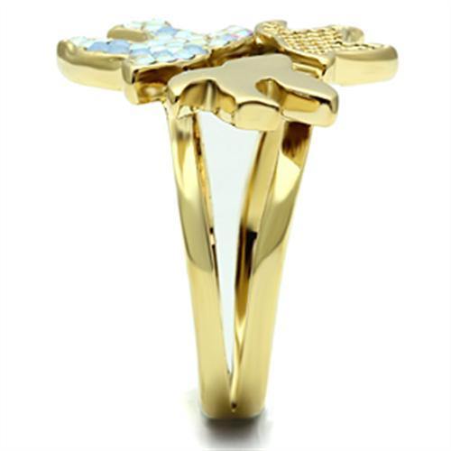 Alamode IP Gold(Ion Plating) Brass Ring with Top Grade Crystal in Multi Color - Alamode