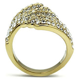 Alamode IP Gold(Ion Plating) Brass Ring with Top Grade Crystal in Clear - Alamode