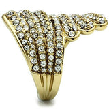 Alamode IP Gold(Ion Plating) Brass Ring with Top Grade Crystal in Clear - Alamode