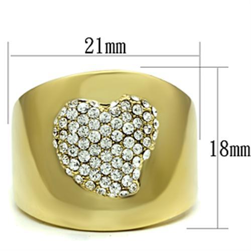 Alamode IP Gold(Ion Plating) Brass Ring with Top Grade Crystal in Clear - Alamode