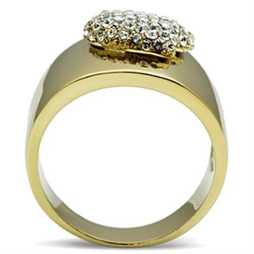 Alamode IP Gold(Ion Plating) Brass Ring with Top Grade Crystal in Clear - Alamode