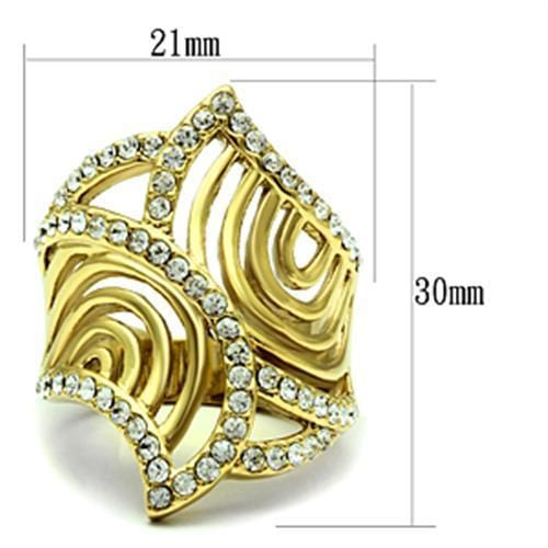 Alamode IP Gold(Ion Plating) Brass Ring with Top Grade Crystal in Clear - Alamode