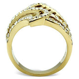 Alamode IP Gold(Ion Plating) Brass Ring with Top Grade Crystal in Clear - Alamode