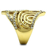 Alamode IP Gold(Ion Plating) Brass Ring with Top Grade Crystal in Clear - Alamode