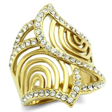 Alamode IP Gold(Ion Plating) Brass Ring with Top Grade Crystal in Clear - Alamode