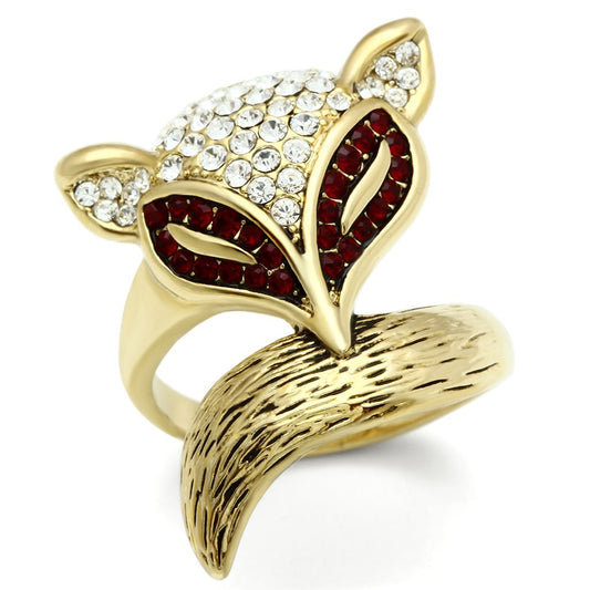 Alamode IP Gold(Ion Plating) Brass Ring with Top Grade Crystal in Multi Color