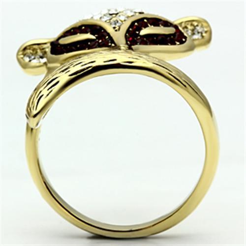 Alamode IP Gold(Ion Plating) Brass Ring with Top Grade Crystal in Multi Color - Alamode