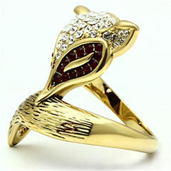 Alamode IP Gold(Ion Plating) Brass Ring with Top Grade Crystal in Multi Color - Alamode