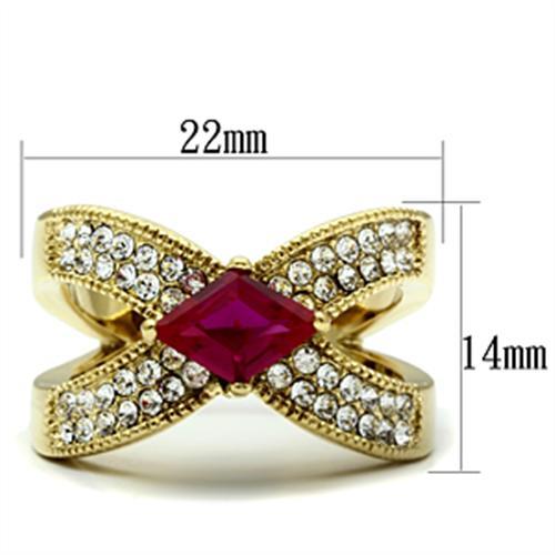 Alamode IP Gold(Ion Plating) Brass Ring with AAA Grade CZ in Ruby - Flyclothing LLC