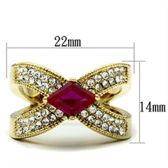 Alamode IP Gold(Ion Plating) Brass Ring with AAA Grade CZ in Ruby - Alamode