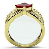 Alamode IP Gold(Ion Plating) Brass Ring with AAA Grade CZ in Ruby - Flyclothing LLC