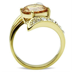 Alamode IP Gold(Ion Plating) Brass Ring with AAA Grade CZ in Champagne - Alamode