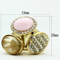 Alamode IP Gold(Ion Plating) Brass Ring with Top Grade Crystal in Multi Color - Alamode