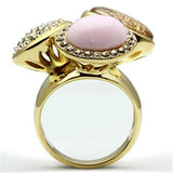 Alamode IP Gold(Ion Plating) Brass Ring with Top Grade Crystal in Multi Color - Alamode