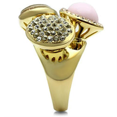 Alamode IP Gold(Ion Plating) Brass Ring with Top Grade Crystal in Multi Color - Alamode