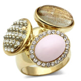 Alamode IP Gold(Ion Plating) Brass Ring with Top Grade Crystal in Multi Color - Alamode