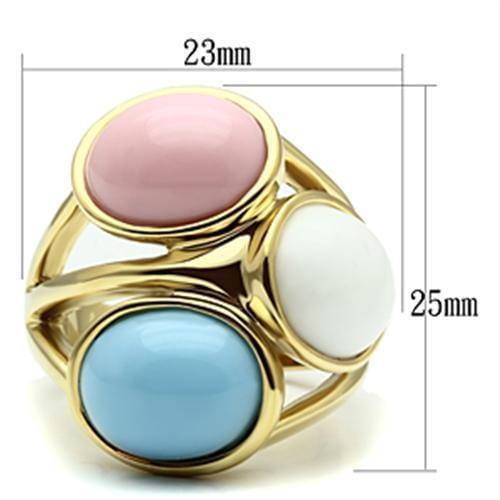 Alamode IP Gold(Ion Plating) Brass Ring with Synthetic Synthetic Stone in Multi Color - Alamode