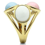 Alamode IP Gold(Ion Plating) Brass Ring with Synthetic Synthetic Stone in Multi Color - Alamode