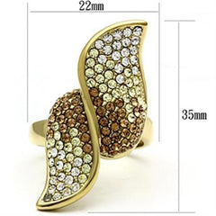 Alamode IP Gold(Ion Plating) Brass Ring with Top Grade Crystal in Multi Color - Alamode