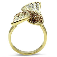 Alamode IP Gold(Ion Plating) Brass Ring with Top Grade Crystal in Multi Color - Alamode