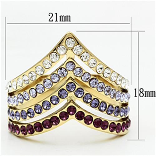 Alamode IP Gold(Ion Plating) Brass Ring with Top Grade Crystal in Multi Color - Flyclothing LLC