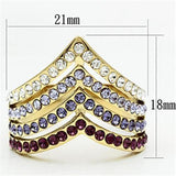 Alamode IP Gold(Ion Plating) Brass Ring with Top Grade Crystal in Multi Color - Alamode