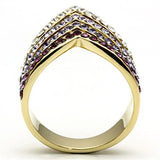 Alamode IP Gold(Ion Plating) Brass Ring with Top Grade Crystal in Multi Color - Alamode