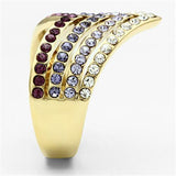 Alamode IP Gold(Ion Plating) Brass Ring with Top Grade Crystal in Multi Color - Alamode