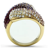 Alamode IP Gold(Ion Plating) Brass Ring with Top Grade Crystal in Multi Color - Alamode