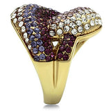 Alamode IP Gold(Ion Plating) Brass Ring with Top Grade Crystal in Multi Color - Alamode